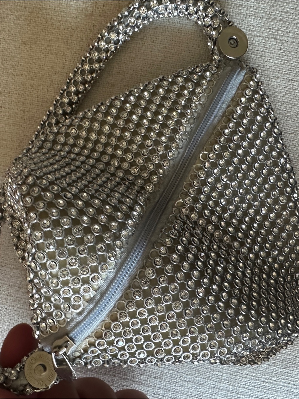 Silver Crystal Mesh Evening Bag - Picture 3 of 8